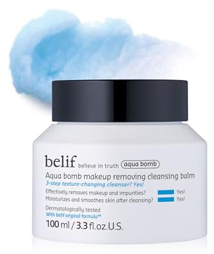 belif Aqua Bomb Bálsamo Limpiador Desmaquillante, Limpiador Hidratante de Crema a Aceite, Limpieza Profunda, Sin Residuos Grasos, Apto para Todo Tipo de Piel, Cuidado de la Piel Coreano (100ml)