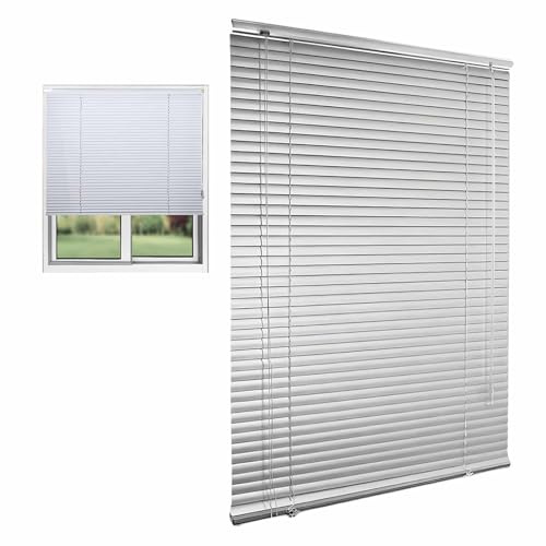 Aluminum Venetian Blinds Horizontal Windows Blinds Room Darkening Privacy Shades 25mm Slats Blind For Office Home Window Bedroom Doors(Silver)