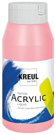 KREUL 17078 - Triton Acrylic Liquid Rosé 750 ml, Peinture acrylique de qualité supérieure pour études avec caractère légèrement fluide, séchage mat profond