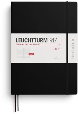 LEUCHTTURM1917 372771 Tageskalender Master (A4+) 2026, Schwarz, Englisch