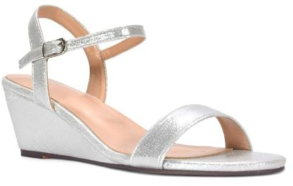 ESSEX GLAM Women's Low Heel Wedge Sandals Ladies Ankle Strap Faux Suede Open Toe Shoes Size 3-8