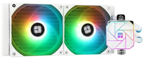 TR-Thermalright Aqua Elite 240 White V3 Aio CPU Cooler-240mm Liquid Cooler,2x120mm ARGB Cooling Fan,Easy Installation,Compatible with AM5/AM4, LGA1851/1700/115X/1200/2011, White