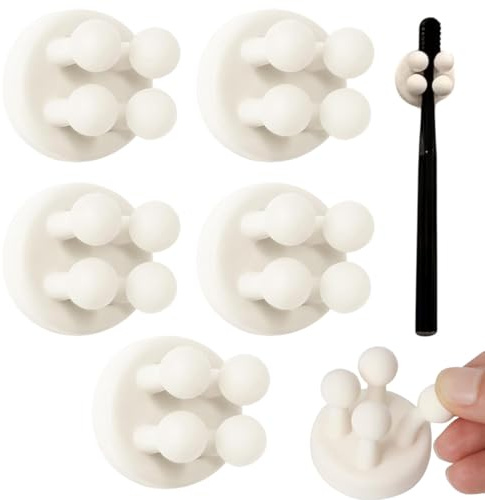 UIEXAY Soporte de silicona para cepillos de dientes, multifuncional, impermeable, con gancho, autoadhesivo, para colgar en la pared en el baño, la cocina y la sala de estar (blanco, 5 piezas)