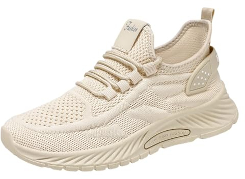 Running Shoes Women's Trainers Running Gym Tennis Trainers Sports Shoes Breathable Jogging Shoes Road Running Shoes Non-Slip Jogging Shoes Walking Shoes Women's Trainers Pink Indoor/Outdoor, beige, 8