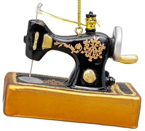 SIKORA Nähmaschine besondere Weihnachtskugel Glas Christbaumschmuck Deko Figur Weihnachten Anhänger Ornament - Trend Line - BS044