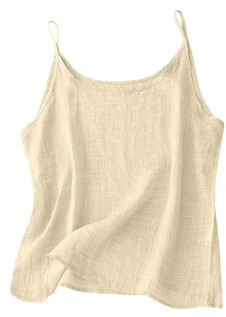 Linen Camisole Tops for Women 2026 Sleeveless Vest Tops Summer Lightweight Round Neck Tank Tops Fashion Cotton Linen Baggy Vests with Spaghetti Strap Casual Loose Fit Plain Basic Cami Shirts