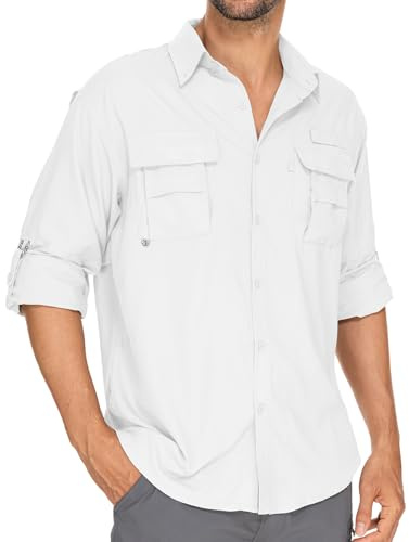 Anteef Men's Long Sleeve Safari Shirt UPF 50+ Sun Protection Hiking Fishing
