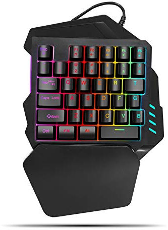 Membrantastatur, Einhand-Gaming-Tastatur Handgelenkauflage Design 5 Multimedia-Tasten Mini-Gaming-Tastatur für Home Office Reisen