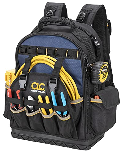 CLC Work Gear PB1133 38 Pocket Molded Base Tool Backpack, Black/Blue