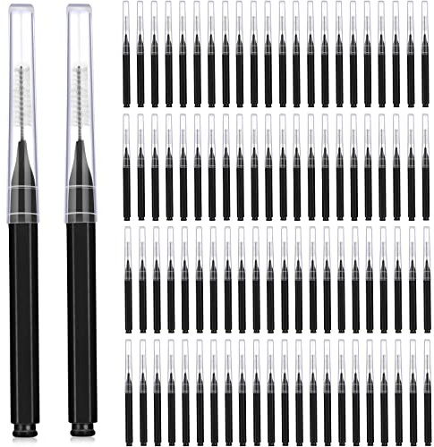 Patelai 100 Pieces Braces Brush for Cleaner Interdental Brush Toothpick Dental Tooth Flossing Head Oral Dental Hygiene Flosser Toothpick Cleaners Tooth Cleaning Tool (Black)
