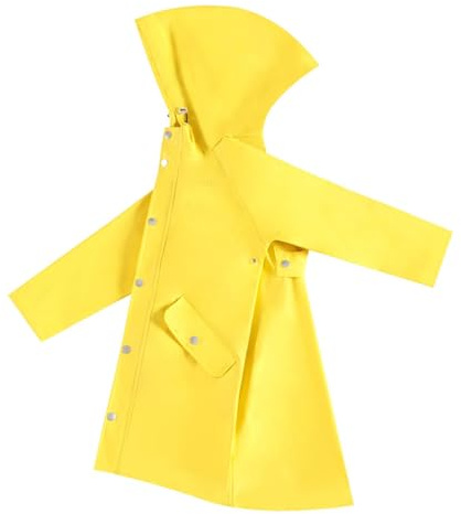 Rain Coats for Kids Long Sleeves Buttons Raincoat Girls Boys Waterproof Lightweight Rains Jacket with Hoods Unisex Toddler Reusable Breathable Raincoats Girls' Plain Outdoor Rain Poncho