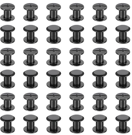 PATIKIL 50 Sets Chicago Screws, 7mm l Chicago Screws Phillips Binding Post Screw Bolts Leather Rivets Fasteners Connectors for Leather Belt Scrapbook Photo Albums, Black