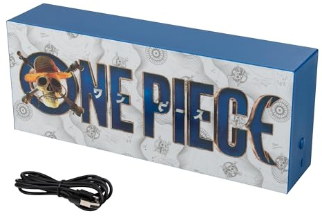 Paladone One Piece Lámpara led caja luminosa con logo, licencia oficial del anime de Netflix, regalo de los Sombrero de Paja para fans de la cultura pop, decoración para el hogar con pilas