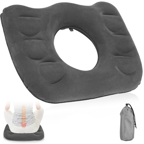 Woxovo Uppblåsbar sittkudde, sittring, ergonomisk sittdyna, sittring efter oper, munkkudde, hemorrojdkudde, lämplig för hem, kontor, resor och rullstolsburna
