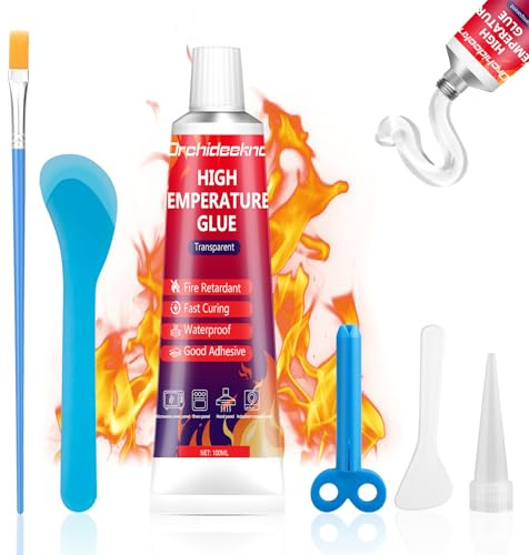 Pegamento de Alta Temperatura, 100 ml, Adhesivo Resistente al Calor, Silicona de Alta Temperatura, para Microondas, Horno, Cocina de Inducción, Campana Extractora, Cocina Eléctrica, Coche
