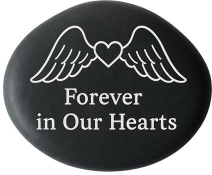 Forever in Our Hearts, pietra commemorativa con ali d'angelo e cuore, pietra decorativa per giardino o tomba, placca commemorativa per i propri cari