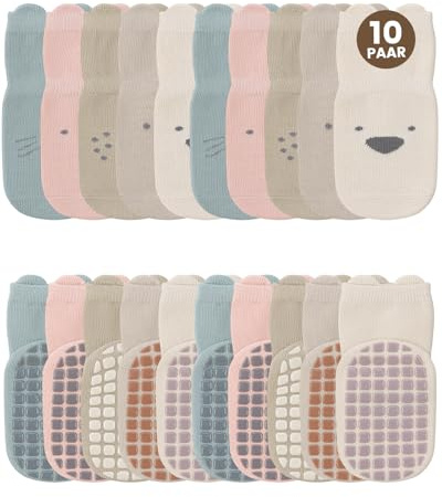 Kyopp 5/10 Pairs Socks Baby and Toddlers with Animal Motifs Cotton Socks, Non-slip Socks