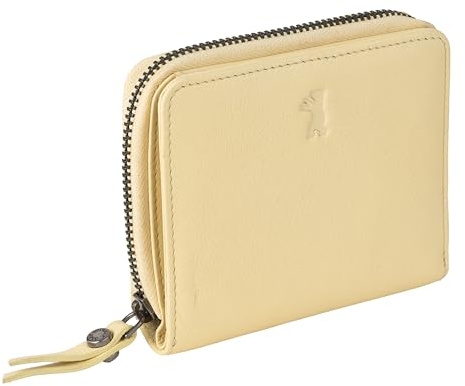 Berliner Bags Premium Geldbörse Sara, Kleine Portemonnaie, Geldbeutel aus Leder, mit TÜV-gepruftem RFID-Schutz, inkl Geschenk-Box, für Damen - Gelb