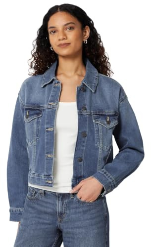 Amazon Essentials Giacca di Jeans Corta da Donna, vestibilità Comoda, Blu Medio Vintage, XXL