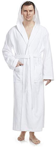 Badrock med huva för män | extra lång, Storlek män: S long, Storlek unisex: S-M long, Färg: Vit