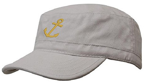 Morefaz Kapitänsmütze Mütze Anker Army Military Baseballmütze Anchor Cap Schiff Yacht Captain (Stone Gold) MFAZ Ltd