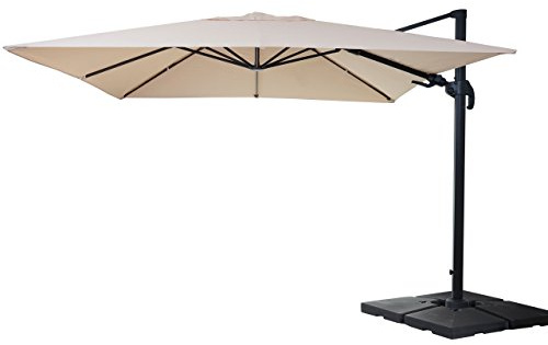 Mendler Gastronomie-Ampelschirm HWC-A96 3x4m (Ø5m) schwenkbar - creme