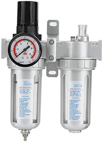 Air Compressor Filter Regulator, 1/4 Air Filter Regulator Compressor, Compressed Air Pressure Regulator with Water Separator for Paint Spray Guns and Pneumatic Tools Oil Lubricator