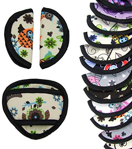 BAMBINIWELT 3tlg. SET, Gurtpolster+Schrittpolster, UNIVERSAL, für Babyschale Gruppe 0 z.B. Maxi-Cosi, Römer, EULE (Eule $4) XX