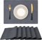 Homaxy Tischsets für Esstisch, hitzebeständig, waschbar, Baumwoll-Leinen-Mischgewebe, leicht zu reinigen, rutschfeste Platzsets, 33 x 48 cm, Anthrazit, 6 Stück