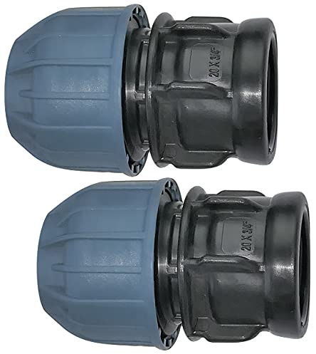 AERZETIX - Set di 2 - Manicotto/Adattatore Filettato - Riduttore a Compressione Diritto - Raccordo Filettato Femmina 3/4 - per Tubo Ø20mm - in Polipropilene - Connettore/Riparatore