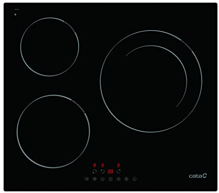 Cata Placa de inducción IBZ 6303 BK con 3 zonas de cocción con amplificador y una zona doble gigante con 9 niveles de potencia, placa de 60 cm con desconexión automática y bloqueo para niños