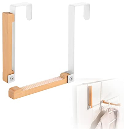 ZUICC Türhaken aus Massivholz, Türgarderobe klappbar, zum Einhängen, Kleiderhaken über Tür, Badezimmerhaken Türhänger, Kleiderhaken ohne Bohren Türgarderobe Haken für die Rückseite (Weiß)