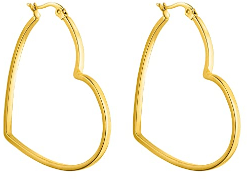 PURELEI® Big Love Ohrringe (Gold) – Damenohrringe aus langlebigem Edelstahl – Wasserfeste Ohrringe Damen – 44,5 x 42 mm– Modeschmuck für deinen individuellen Look