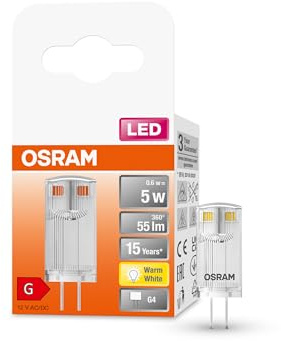 OSRAM Special Pin Cl 5 12 V-LED-LED-lampa med eftermontering av fast bas G4, 0,6W, 55lm, 2700K, varmt vitt ljus, bra allround ljusstrålning, lång livslängd, 3-årig garanti