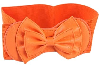 Dekorativer GüRtel FüR Frauen Elastische Taillengürtel for Damen, Schwarz, Rot, Gelb, Weiß, Bund, Schleife, Vintage-Gürtel for Kleider StoffgüRtel Damen (Size : 65-85cm, Color : Orange)