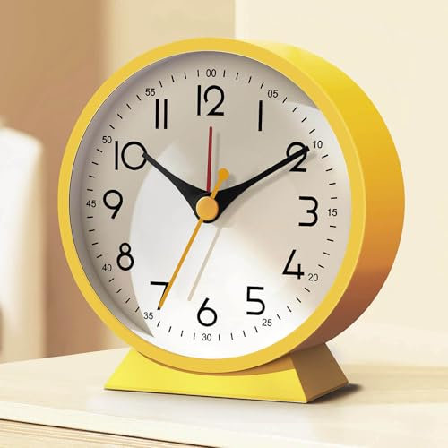Azyh Analoger Wecker ohne Ticken, Kleine Retro Tischuhr, Tischuhr für Wohnzimmerdekoration, Schlafzimmer, Nachttisch Erwachsene, Senioren, Kinder, Reisewecker, Batteriebetrieben