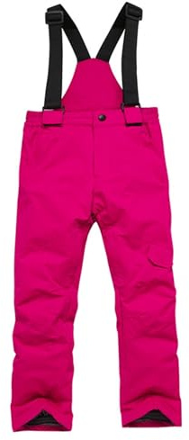 Generisch Pantaloni da neve per | Salopette invernali da sci con stash cargo | Tuta da neve isolante e trasformabile per ragazze e esterni, rosa intenso, 9-10 Anni