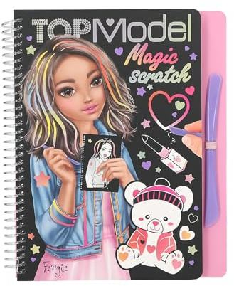 Depesche TOPModel 13266 Magic Scratch Book with Cool Model Motifs for Scratching, with Beautiful Colour Gradient, Approx. 20 x 19.5 x 2 cm