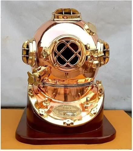 Boston Taucherhelm, 45,7 cm, tief, US-Marine, Mark V, Vintage, Antik-Taucherhelm, Vintage-Marine-Taucherhelm, massiver Stahl und Messing, Kupfer- und Messing-Finish