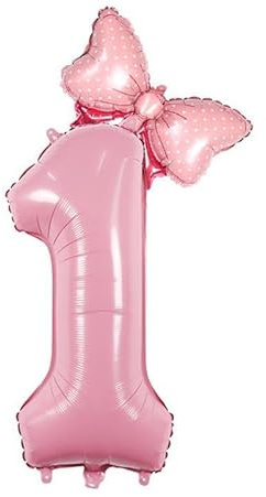 DIWULI Ballon Anniversaire 1 An - Papillon Rose XXL