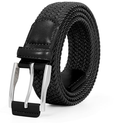 JASGOOD Ceinture Élastique Tressée Ceinture Tissu Élastique Extensible Étirable pour Homme et Femme Unisexe Stretch Belt 35mm pour Golf Casual