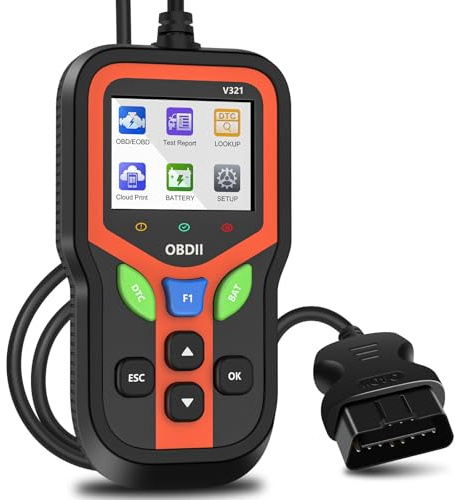 OBD2 Diagnosegerät Auto, OBD Fehlerauslesegerät mit Vollständigen OBDII Funktionen – Codeleser für Motorfehler, Spannung & I/M – KFZ Auslesegerät Deutsch für BMW VW Mercedes Audi Alle OBDII Fahrzeugen