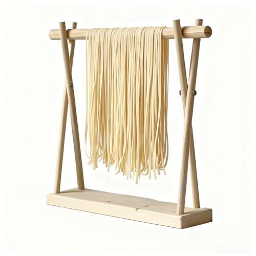 SQOYEI Skrivbord Pastatork för Hemlagad Spaghetti, Tagliatelle Trä Pasta Torkställning Avtagbar Pastaställ Kök
