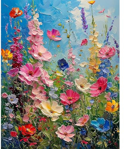 Fountor Wildflowers Paint by Numbers for Adults Without Frame 40x50 CM | Flowers DIY Acrylic Painting by Numbers for Adults, Stress Relief Craft Kits, Home Wall Decor Gift