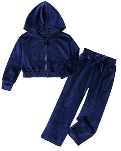 Chándal de terciopelo para niña, de forro polar, suave, informal, de dos piezas con pantalones para el día a día