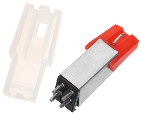 MUSISALY Aguja para Tocadiscos de Vinilo, Accesorio para Fonógrafo Cartucho Magnético Móvil, Color Rojo, Compatible Mayoría de Tocadiscos y Gramófonos, Sonido Preciso y