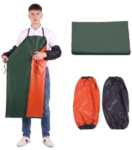 ZHYUAN 80 × 120 cm vattentätt förkläde, med 2 ärmar, vattentätt arbetsförkläde, vattentätt PVC-arbetsförkläde, för diskning, arbete, städning etc