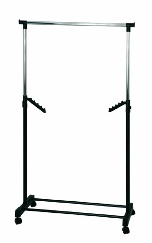 HAKU Möbel Rollgarderobe Chrom, schwarz, Kunststoff, Metall - Maße: B 81 cm x H 100-177 cm x T 42 cm, Style: Modern