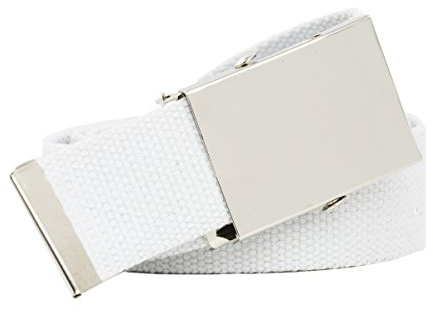 shenky Stoffgürtel | 4cm Breite | Stoff Gürtel mit Gürtelschnalle | Herrengürtel | Canvas | Damen | Schnalle | Damengürtel | belt | kombinierbar | Textilgürtel | 112cm | Weiß