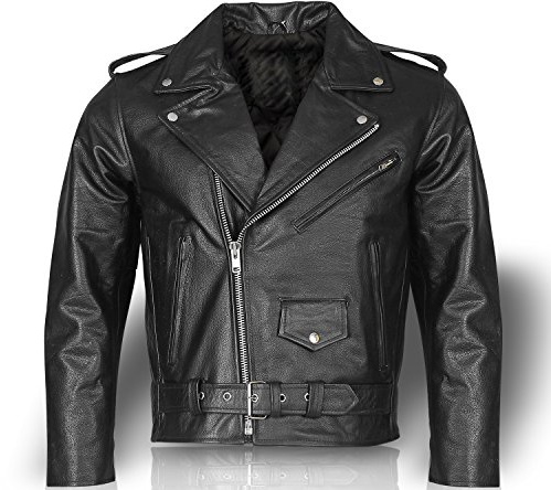 Motorcykeljacka, motorcykeljacka, läderjacka, chopperjacka, chopper biker, rocker väst (3XL)